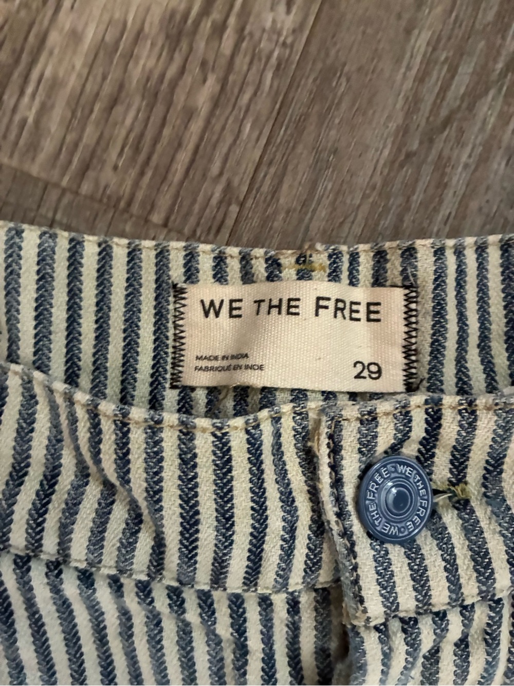 Free People Honeybutter Striped Wide Leg Jeans with Yellow & Navy Floral Print - Picture 5 of 11